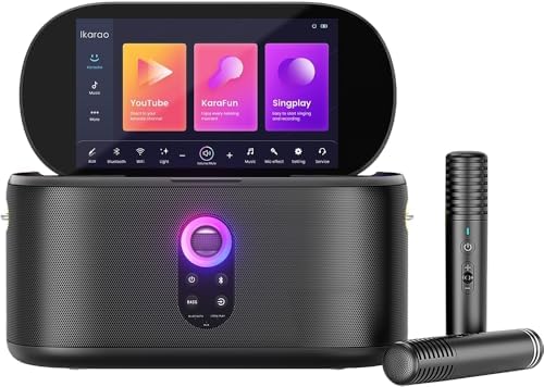 Speaker de Karaokê Profissional Ikarao Shell S1 com Tela Touch 10...