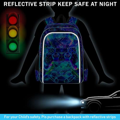 Image of WZLVO 3PCS Kids Game Backpack for Boys, 16 inch Cool UV Printing Bookbag /School Bag with Lunch Box & Pencil Bag for Preschool to Elementary - Sci-Fi Game