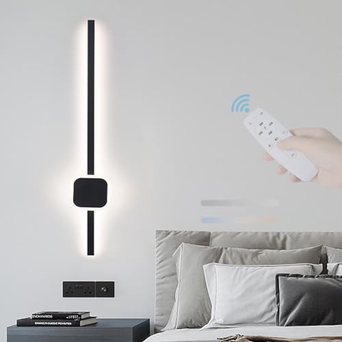 Apliques de pared interior regulables LED 100cm negros modernos con mando para salón