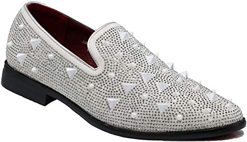 Image of SPK24 Men Vintage Spikes Sparkle Formal Tuxedo Stage Fashion Slip On Loafer Dress Shoes