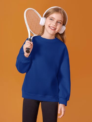 Haloumoning Girls Oversized Crewneck Sweatshirts Kids Fashion Fleece Drop Shoulder Pullover 5-14 Years3