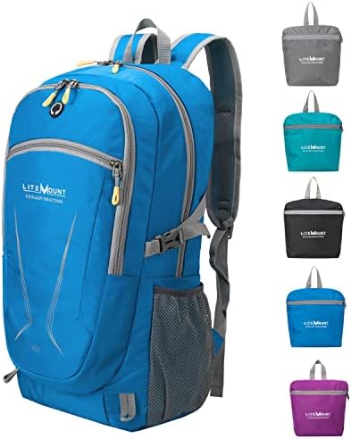LITEMOUNT Lightweight Packable Backpack, Hiking Backpack, Outdoor Travel Daypack (Blue)