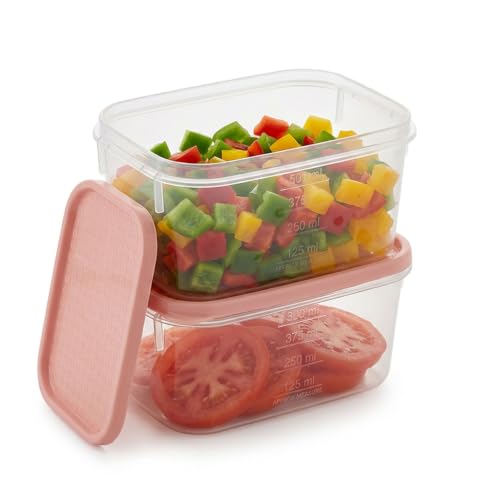 Image of All Time Polka Modular Storage Containers Set of 2 | 1000ml Each | BPA Free Airtight Food Grade Plastic Kitchen Storage Jars | Stackable Pantry Containers with Secure Lid | Color May Vary