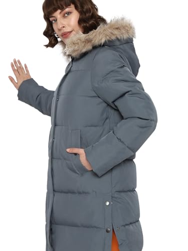 Image of Vero Moda Faux Fur Detail Longline Hooded Puffer Jacket