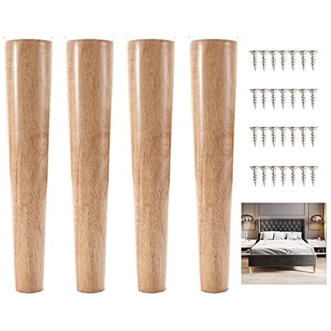 4 Pcs Wooden Sofa Legs, Replacement Furniture Legs 8cm 10cm 12cm 15cm 20cm 25cm 30cm 40cm, Tapered Table Legs, Cabinet Legs, Furniture Support Feet,Wooden-40cm/15.7in Cover