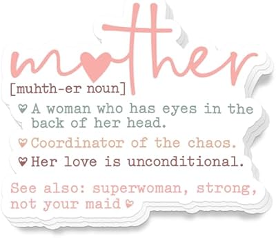 (3Pcs) Funny Mother Definition Stickers 3” A Woman with Eyes in The Back of Her Head Waterproof Sticker for Laptop Kindle Water Bottle Stanley Cup Bumper Cool Thing for Mom