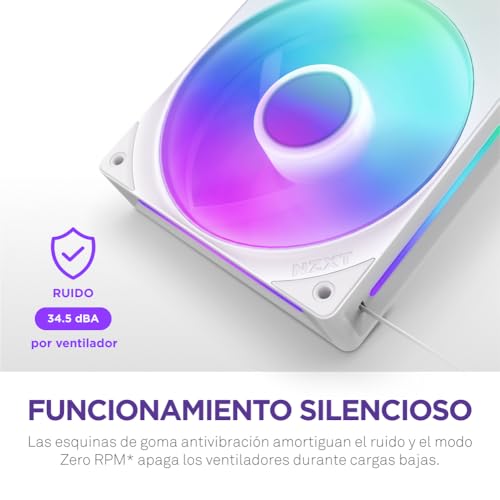 NZXT F420 RGB Core Unidad de ventilador de marco único - 420mm con 3 ventiladores RGB de 140mm - Control de velocidad e iluminación - Alta presión estática y flujo de aire - Blanco - imagen 11