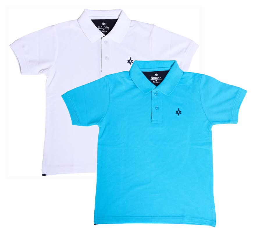 Image of Kids Polo T-Shirt for Boys - Cotton Matty Fabric, Comfortable Fit, Stylish Everyday Wear(Pack of 2)