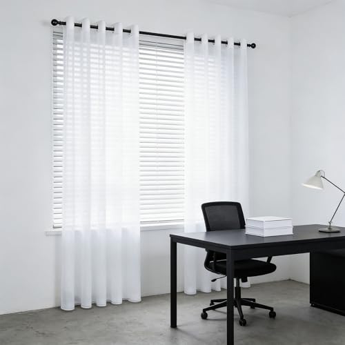 Rideaux voilage 185 x 300 cm semi-transparent blanc de salon - 2