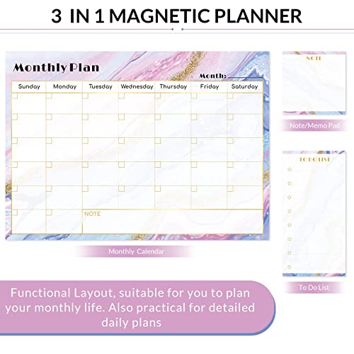 Phyxin Magnetic Calendar For Fridge, 11.8"X16.5" Monthly Planner, Dry Erase Fridge Calendar Set, 3 Magnetic Planning Board With Monthly Planner To-Do List Memo, Markers & Eraser Included #TOP1