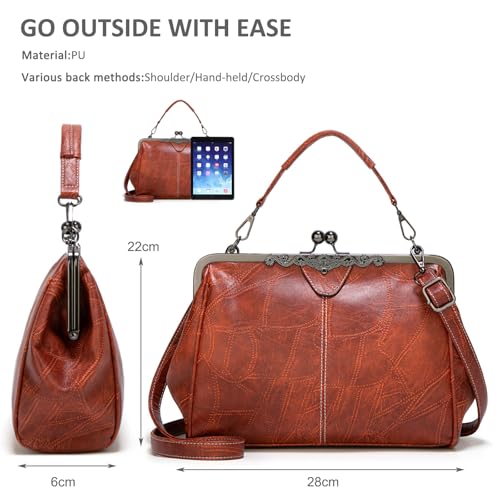 Sac a main pochette femme marron compact contre l'encombrement - 5