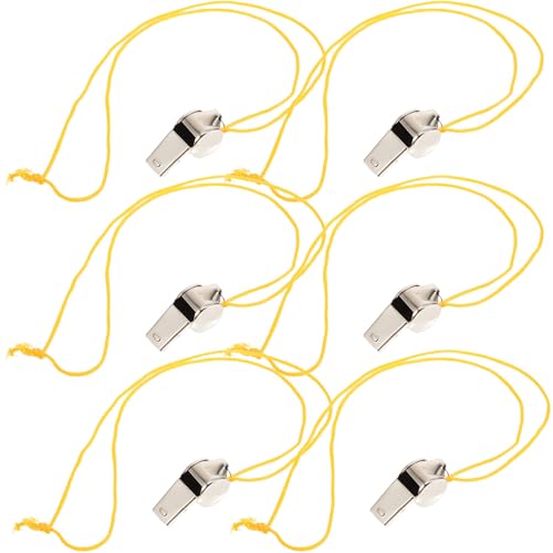 6 silbatos deportivos de acero inoxidable con cuerda miniatura 1