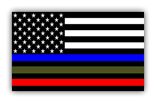 Magnet Police Military and Fire Thin Line USA Flag Blue Green and Red stripe Magnetic vinyl bumper sticker sticks to any metal fridge, car, signs 5