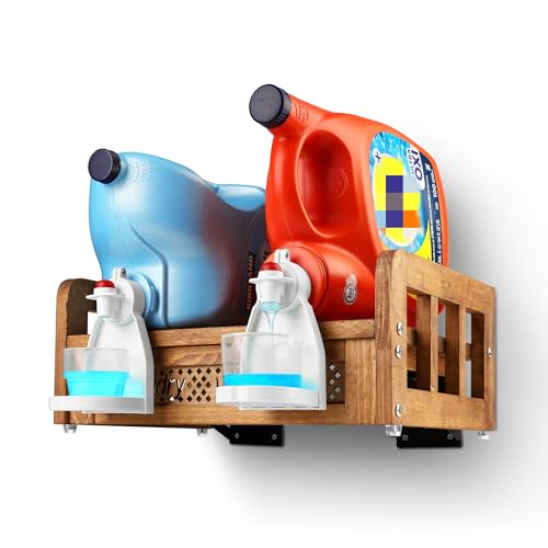 HOMKO Laundry Shelf Organizer Wall-Mounted Wooden Laundry Deterge...