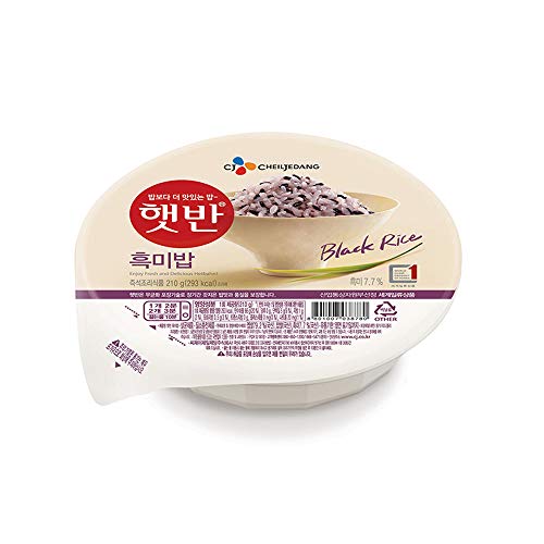 Arroz instantáneo cocido negro coreano, sin gluten, Microondas (paquete de 6)