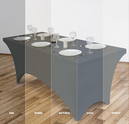 Image of Utopia Kitchen Spandex Tablecloth 1 Pack [6FT, Grey] Tight, Fitted, Washable and Wrinkle Resistant Stretch Rectangular Patio Table Cover for Event, Wedding, Banquet & Parties [72Lx30Wx30H Inch]