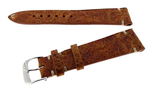 Vintage Rustika skóra 20/16 mm pasek do zegarka ręcznie szyty, Made in Germany
