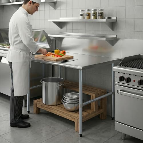 Image of AmGood Stainless Steel Work Table | Metal Utility Table (48 inch Long x 36 inch Deep)