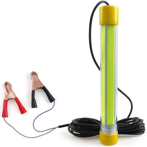 Underwater Fishing Light 30000 Lumens 12V 50W LED Super Bright Submersible Night Fishing Green Light Fish Bait Finder Attractor Boat Lamp for Squid Shrimp Snook Bass Crappie Striper Catfish and More