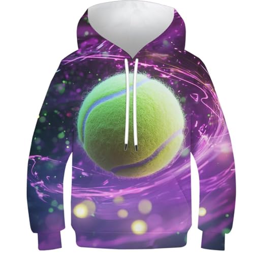 Sweat à capuche tennis 3D pour enfant pull imprimé garçon fille 12-14 ans