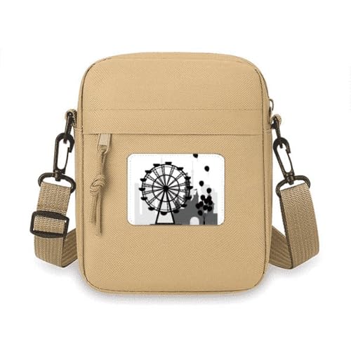 Sac à bandoulière pour téléphone portable et mini sac à main imprimé grande roue pour femmes