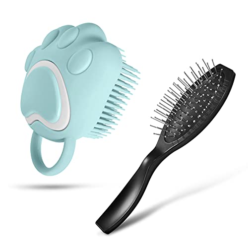 Ctpeng Pet Brush for Shampoo Massaging for Detangling Loose Undercoat or Shed Fur,Paw Cleaner for doggy and Kittens