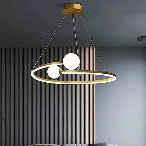 Chandelier or en cercle pour salon et salle à manger au design moderne