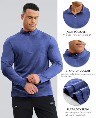 Haimont Men's UPF 50+ Sun Shirts 1/4 Zip Running Pullover Lightweight Long Sleeve for Hiking Golf, Moisture Wicking4
