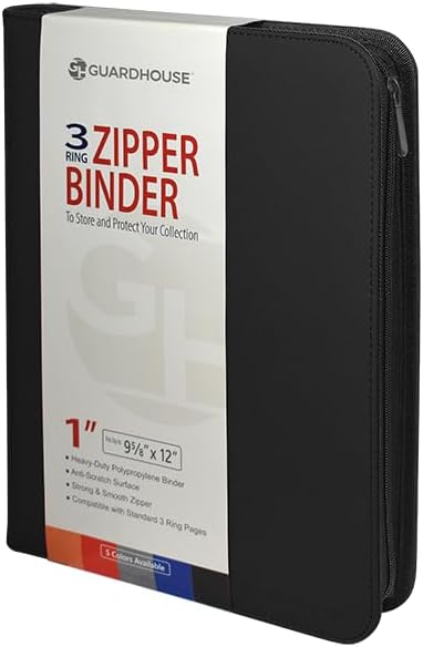 Guardhouse 3 Ring Zipper Binder for Storing Coins, Currency and Trading Cards in notepages (Grey), 668498