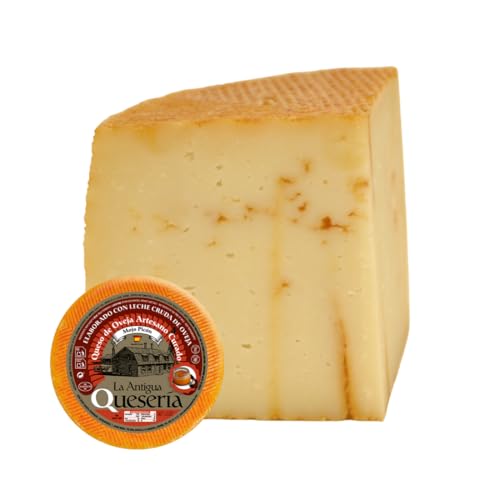La Antigua Quesería Queso de Oveja Artesano Curado con Mojo Picón, Leche Cruda, Curación 6 Meses, CUARTO QUESO 750 g (Aprox)