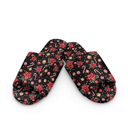 Forchrinse Christmas House Slippers for Women Men Comfortable Flannel Open Toe Slippers Reusable Guest Shoes2