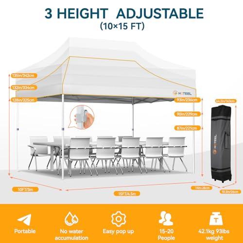 Image of Hoteel 10x15 Pop Up Canopy Tent, Heavy Duty with 4 Sidewalls, Commercial