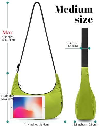 Image of Iioscre Medium Nylon Crossbody Crescent Bag for Women Men, 2 Zippers Crossbody Hobo Bag with Adjustable Strap & Inner Pockets