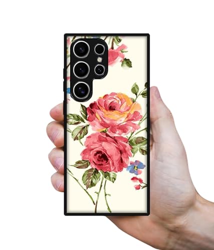 Image of Vintage Painting Flower Design Premium 2D Printed Metal Back Case Cover for Samsung Galaxy S24 Ultra 5G