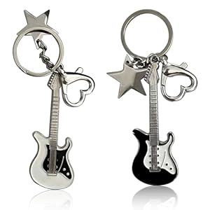 ARHZ 2 stuks sleutelhangers gitaar metaal gitaar rok elektrische gitaar bas muziek sleutelhanger muziekinstrument rock cadeau feest festival muziek decoratie cadeau, a, M