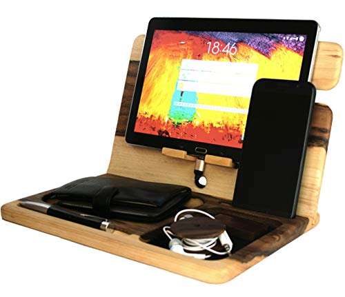 Cell Phone Stand Watch Holder Men Wireless Device Dock Organizer Wood Mobile Base Nightstand Charging Docking Station Women Accessories Wooden Storage Wl Wantitall