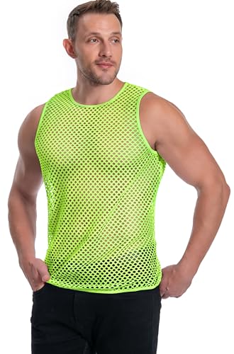 men39s mesh fishnet muscle top see through shirts fitted crew neck tee clubwear