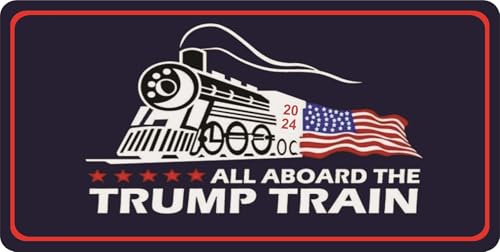 All Aboard The Trump Train 2024 Photo License Plate