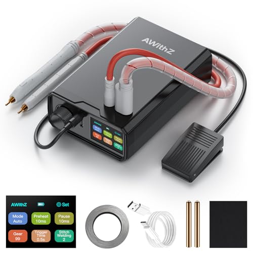 Saldatrice a Punti, AWithZ 9000W Saldatrice a Punti per Batteria UK3,1000mAh,funzionamento con manopola rotante, 100 marce, azionamento a pedale, saldatrice a punti da 0,1-0,3mm per la realizzazione
