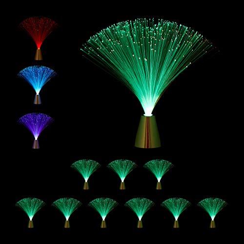 Preisvergleich Produktbild 10 x Glasfaserlampe, fließender Farbwechsel, LED Retrolampe, Stimmungslicht, Effektleuchte Fiberglas, 33 cm, bunt