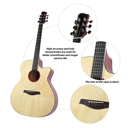 Folk Guitar Beginner Starter Pack, Acoustic Guitar Longue Durée de Vie Facile à Jouer Belle Texture Forte Puissance de Pénétration pour les Débutants (Couleur du bois naturel) - Les Beatles, Paul McCartney, John Lennon, RIngo Starr, George Harrison Folk Guitar Beginner Starter Pack, Acoustic Guitar Longue Durée de Vie Facile à Jouer Belle Texture Forte Puissance de Pénétration pour les Débutants (Couleur du bois naturel) – Image 4