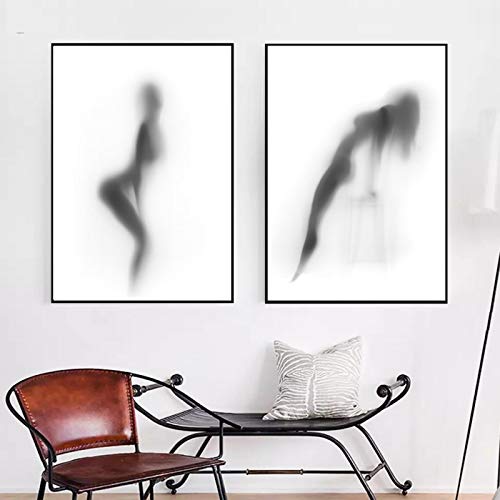 Art mural abstrait noir et blanc 80x120cm lot de 2 affiches