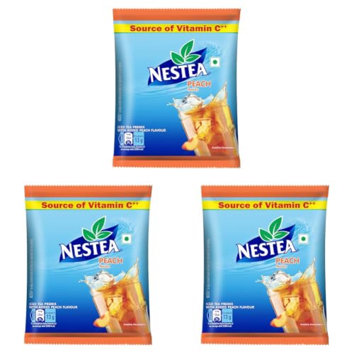 Image of NESTEA Powder Instant Peach Iced Tea | Refreshingly Good Taste | Made with Nilgiri Tea Leaves | Source of Vitamin C | 400g Pouch (Pack of 3)