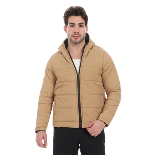 Andora Plain Zipped Hooded Jacket_Camel_2XL
