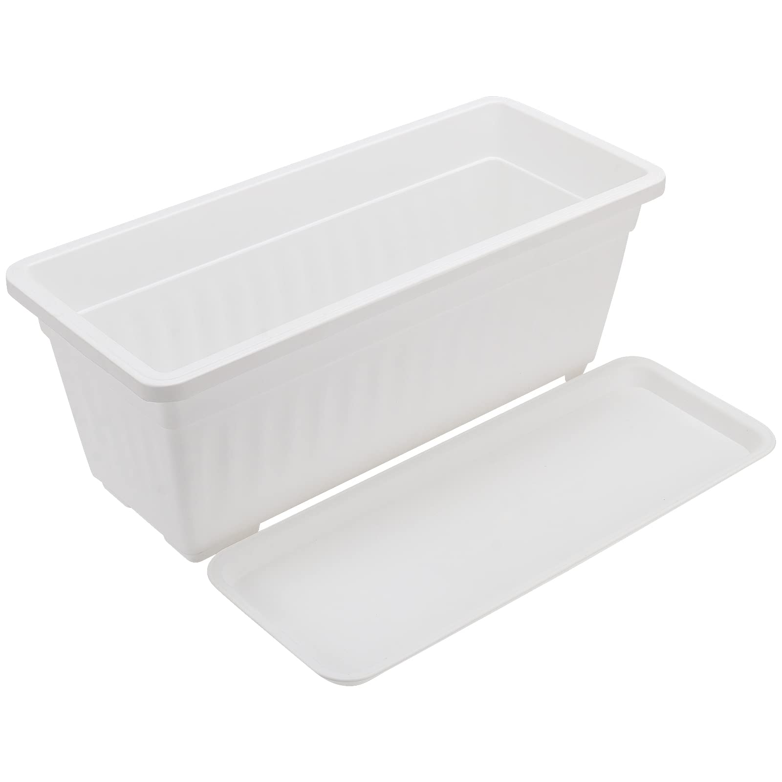 Lot De 6 Jardinières Rectangulaires 43cm Plastique Terre Cuite - Avec Plateaux Et Étiquettes