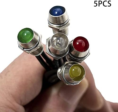 LED Indicator Light,5 Pcs 12V Indicator Bulbs Dash Dashboard Panel Warning Lamp Signal Light for Car Boat LED