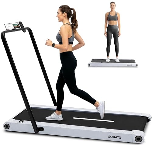 Squatz Cinta de Andar y Correr, Caminadora 2 en 1, Pad de Caminata y Barra de Sujecion con Placas de Vibracion, Pantalla LED, Soporte para Dispositivo, Mando a Distancia, Fitness en Casa u Oficina