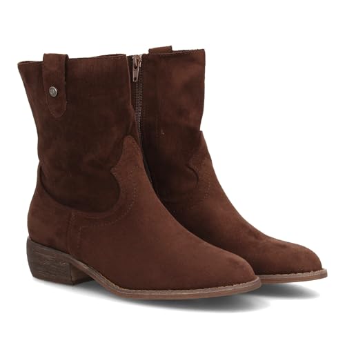 shoes&blues.es 97417 Botin de Tacon para Mujer, Comodos, con Punta Redonda, y Cierre de Cremallera, Otono Invierno Cafe Talla 39