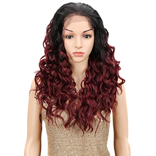 Perruque Lace Front synthétique rose longue 22 pouces Body Wave pour femmes noires