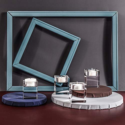 Le Sens Amazing Home Classic Cube Crystal Candle Holder Set Of 4 - Solid Square Clear Glass Table Centerpiece - Elegant Votive Tealight Candlestick For Ceremony Wedding & Home Decoration #TOP4